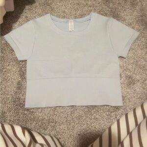 aerie Light Blue Ribbed Workout Top